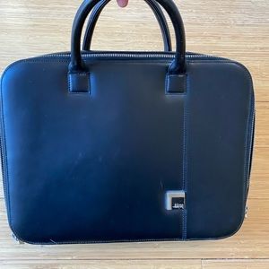 AAron Leather Black Briefcase Bag
